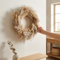 Couronne de fleurs séchées, herbes de la pampa, lagurus, décoration suspendue bohème, décoration naturelle, couronne murale, Ø31cm | Floristik24.be