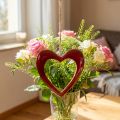 Coeur en bois, coeur décoratif à suspendre, décoration coeur rouge H15cm | Floristik24.be