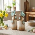 Décoration de cuisine en céramique coq poulet bleu clair marron H23cm 2 pièces | Floristik24.be
