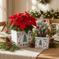 Jardinière en bois Décoration de Noël blanche, colorée 20 × 20/15 × 15cm, lot de 2 | Floristik24.be