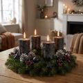 Bougies piliers noires teintées dans la masse, style rustique, 60 x 80 mm, lot de 4, couronne de l'Avent, décoration | Floristik24.be