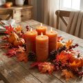 Bougies piliers, couleur unie, orange foncé Sunset, 50 x 100 mm, lot de 4 | Floristik24.be