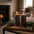 Bougies piliers métalliques cuivrées, 85×150 mm, lot de 2, colorées dans la masse, pour une décoration élégante et une ambiance festive | Floristik24.be