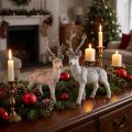 Déco cerf floqué/neigé 27,5cm 2 pcs | Floristik24.be