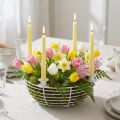 Bougeoir dans une coupelle décorative en métal blanc Ø14cm H7cm | Floristik24.be