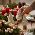 Mini décoration de table sapin de Noël champagne blanc H8cm 12 pcs | Floristik24.be