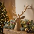 Tête de cerf décorative sculptée avec de grands bois, 52 cm | Floristik24.be