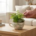 Pot de fleurs en céramique à motif floral, décoration intérieure, 18 cm | Floristik24.be