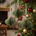 Ensemble de 4 décorations de Noël en papier vert et doré Ø 8 cm | Floristik24.be