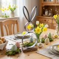 Lapin de Pâques lapins argent noir métal bois 13,5×37cm | Floristik24.be