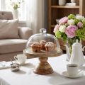Assiette en bois avec cloche en verre, cloche décorative en verre, Ø 27 cm H 31 cm | Floristik24.be