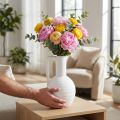 Vase décoratif vase à fleurs blanc avec anse en céramique H26cm | Floristik24.be
