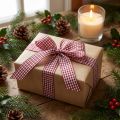 Ruban cadeau Carreaux Bordeaux 8mm 20m | Floristik24.be