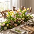 Lapin floqué sur fil marron 4cm - 6cm 12 pcs | Floristik24.be