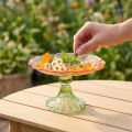 Assiette décorative en verre avec pied, motif floral, idéale pour une décoration de table élégante et estivale, 15 cm | Floristik24.be