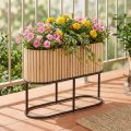 Mini jardinière surélevée en bois ovale, 50 × 20 cm, H 40 cm | Floristik24.be