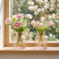 Vase à fleurs rétro en verre teinté rose, Ø 11 cm H 14,5 cm, lot de 2 | Floristik24.be
