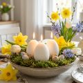 Bougies en forme d'œuf de Pâques, bougies spéciales pour Pâques, blanches, 9 cm, lot de 6 | Floristik24.be