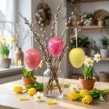 Support décoratif Oeufs de Pâques jaune/rose/rouge craquelé Ø15cm 3 pcs | Floristik24.be