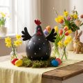 Poulet décoratif noir en bois décoration poule Pâques décoration bois H13cm | Floristik24.be