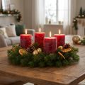 Bougies piliers rouge foncé uni 70x80mm, lot de 4 - Décorations de l'Avent | Floristik24.be