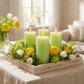 Bougie Vert Citron​​​​​​​ Vert clair 50×100mm couleur unie 4 pcs | Floristik24.be