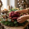 Cordon de laine décoratif, rouge foncé, ruban de laine de 10 m pour l'art floral et les loisirs créatifs | Floristik24.be