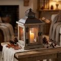 Lanterne vintage lanterne en bois marron foncé 15×15cm H26cm | Floristik24.be