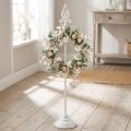 Porte-couronne Shabby Chic Blanc Support de couronne Métal 4 crochets H76cm | Floristik24.be