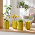 Vase en céramique motif cactus, design rainuré pour un intérieur moderne, 13 cm, lot de 4 | Floristik24.be