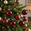 Verre boule de Noël Ø4cm Bordeaux mix 24 pcs | Floristik24.be