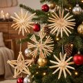 Étoiles décoratives en paille naturelle pour sapin de Noël, diamètre 5-6 cm, lot de 25 | Floristik24.be