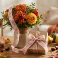 Ruban cadeau feuilles d'automne violet ruban déco automne 25mm 20m | Floristik24.be