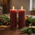 Bougies piliers rouge foncé aspect marbre, 85 x 200 mm, lot de 2 – longue durée de combustion pour une ambiance romantique et festive | Floristik24.be