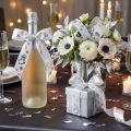 Ruban cadeau ruban décoratif argent blanc Réveillon du Nouvel An 25mm 18m | Floristik24.be
