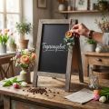 Tableau double planche en bois support vintage 18x32cm | Floristik24.be