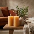 Bougies piliers unies, couleur miel, lot de 2, 85 × 150 mm, longue durée de combustion, créent une ambiance chaleureuse, décoration de table | Floristik24.be