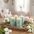 Bougies unies vert clair 60x100mm 4 pcs | Floristik24.be