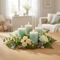 Bougies de couleur unie vert clair 60x80mm 4 pcs | Floristik24.be