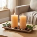 Bougies bougies piliers couleur claire abricot 85×150mm 2pcs | Floristik24.be