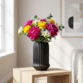 Vase en céramique à rainures Vase en céramique noire Ø13cm H20cm | Floristik24.be