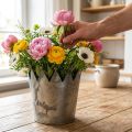 Déco couronne aspect antique décoration métal gris Ø17.5cm H17.5cm | Floristik24.be