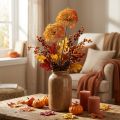 Branche déco branche artificielle décoration automne 2 inflorescences orange 82cm | Floristik24.be
