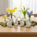Décoration de Pâques en céramique, lapin de Pâques blanc doré, H 7,5 cm, 4 pièces | Floristik24.be