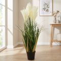 Roseau en pot Plante artificielle en pot Crème, Vert 79cm | Floristik24.be