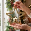 Photophore décoratif étoile à suspendre métal doré 20cm | Floristik24.be