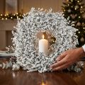 Couronne de Noël en fleurs séchées blanches et herbes de lin, Ø 34 cm | Floristik24.be