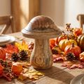 Champignon en bois avec rainures Automne déco champignon bois de manguier naturel 10×Ø8cm | Floristik24.be