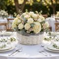 Panier rond décoratif, blanc et marron, Ø29cm, cache-pot tressé, cadeau, décoration de mariage | Floristik24.be