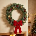 Couronne de sapin artificiellement givrée, décoration murale, Noël, sapin vert, paillettes, Ø45cm | Floristik24.be